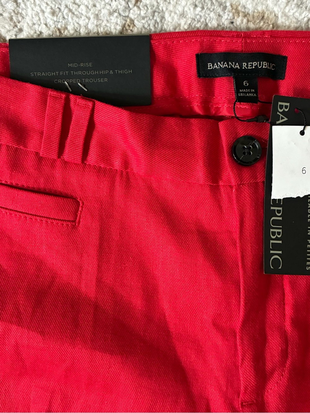 NWT Banana Republic Bold Red Wide-Leg Cropped Pants-Size 6 - Picture 3 of 8